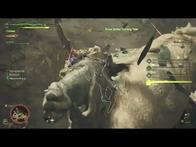 Video thumbnail for Monster Hunter Wilds - Desert Trotters: Slay Chatacabra: Focus Mode, Wounds, SOS Flare, Whetstone