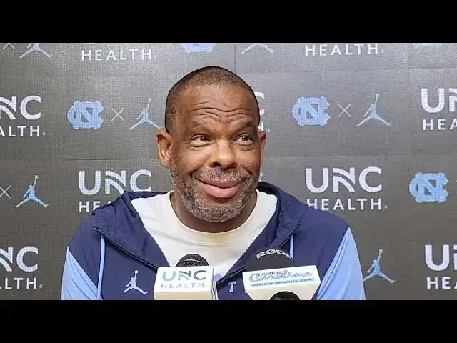 'Video thumbnail for #UNC coach Hubert Davis press conference ahead of Wednesday's game with Alabama'