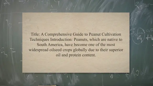 Video thumbnail for Peanut Cultivation Techniques