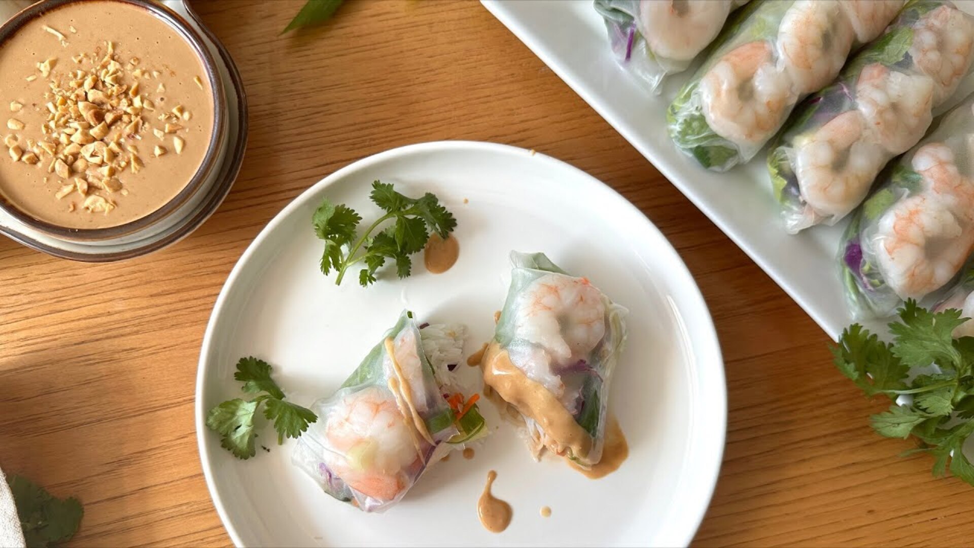 Video thumbnail for Vietnamese Shrimp Summer Rolls And Peanut Sauce Recipe