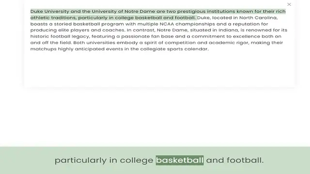 Video thumbnail for athletic traditions, particularly in college basketball and football. Duke, located in North Carolina, boasts a storied basketball program with multiple NCAA championships and a reputation for producing elite players and coaches. In contr
