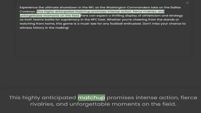Video thumbnail for Cowboys. This highly anticipated matchup promises intense action, fierce rivalries, and unforgettable moments on the field. Fans can expect a thrilling display of athleticism and strategy as both teams battle for supremacy in the NFC East