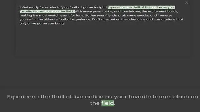Video thumbnail for favorite teams clash on the field. With every pass, tackle, and touchdown, the excitement builds, making it a must-watch event for fans. Gather your friends, grab some snacks, and immerse yourself in the ultimate football experience. Don'