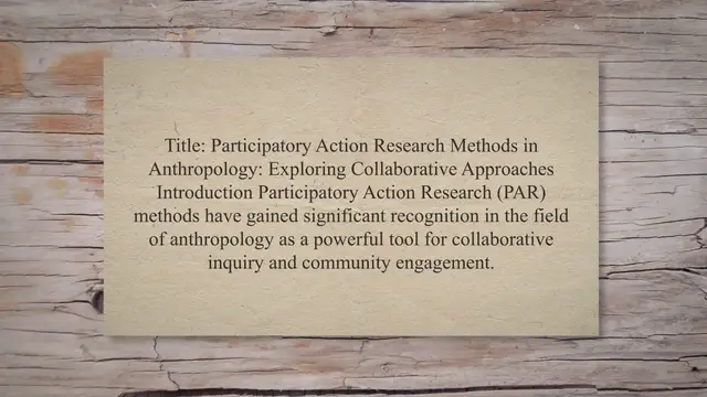 Video thumbnail for Participatory action research methods in anthropology