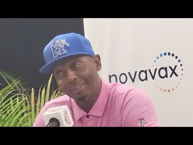 'Video thumbnail for Memphis coach Penny Hardaway and players Tyrese Hunter and Colby Rogers after Tigers upset UConn'
