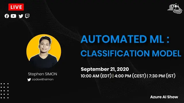 Video thumbnail for Classification Model with Automated ML - Azure AI Show