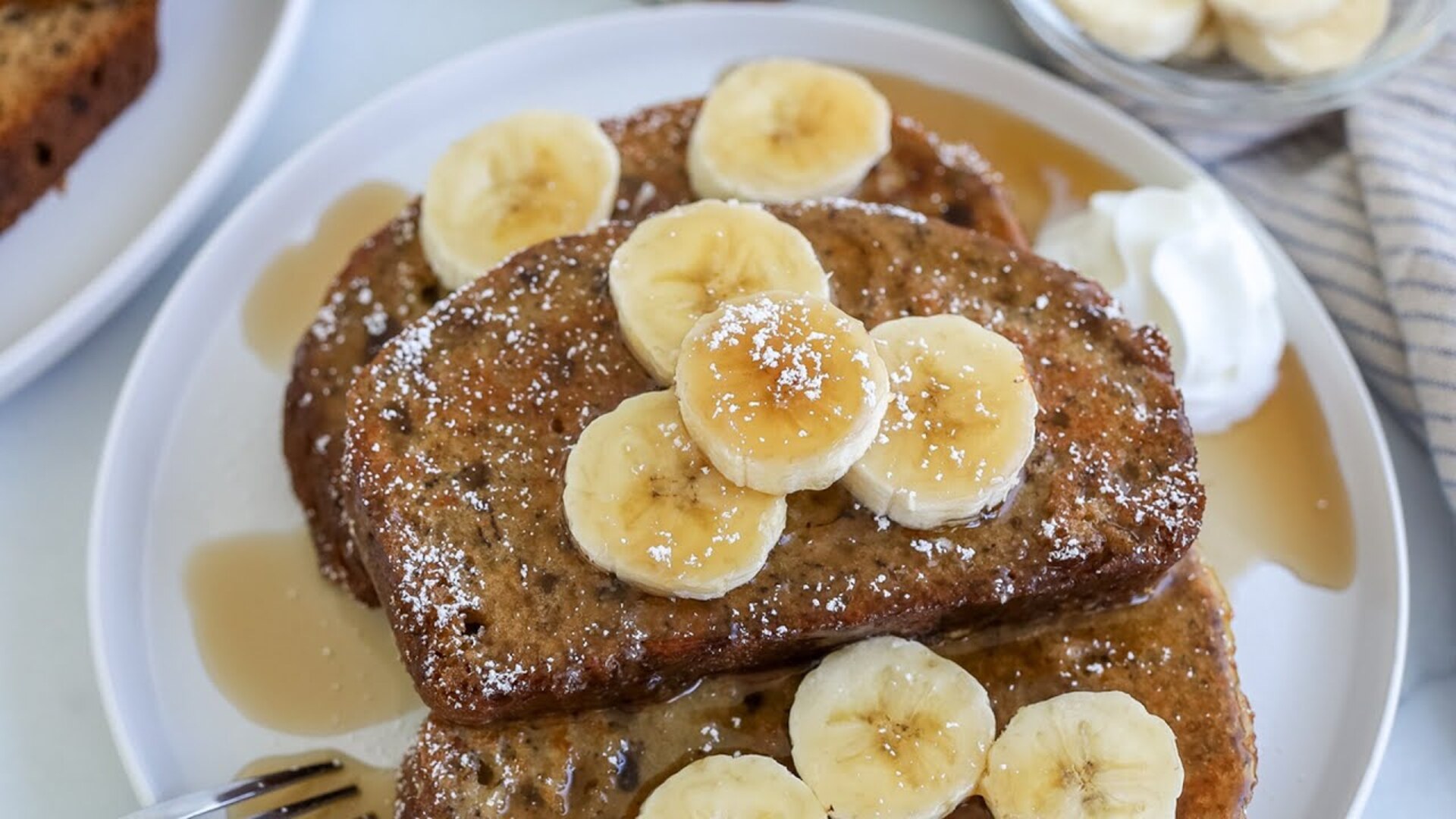 Video thumbnail for From-Scratch Banana Bread French Toast Recipe