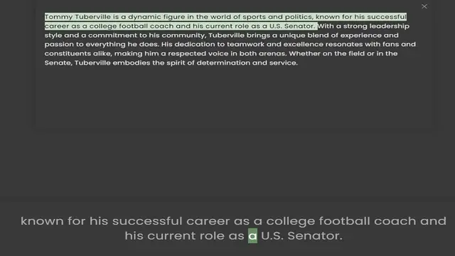 Video thumbnail for career as a college football coach and his current role as a U.S. Senator. With a strong leadership style and a commitment to his community, Tuberville brings a unique blend of experience and passion to everything he does. His dedication