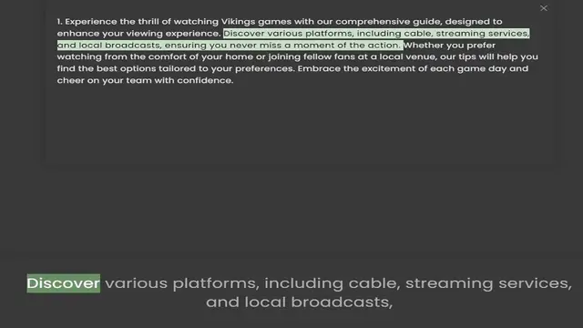 Video thumbnail for enhance your viewing experience. Discover various platforms, including cable, streaming services, and local broadcasts, ensuring you never miss a moment of the action. Whether you prefer watching from the comfort of your home or joini