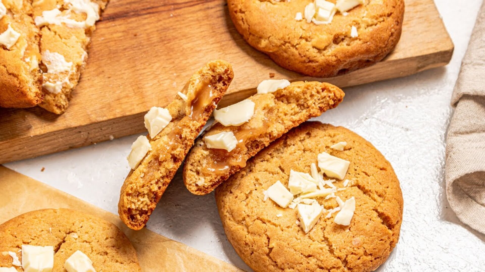 Video thumbnail for Salted Caramel-Stuffed White Chocolate Chip Cookies Recipe