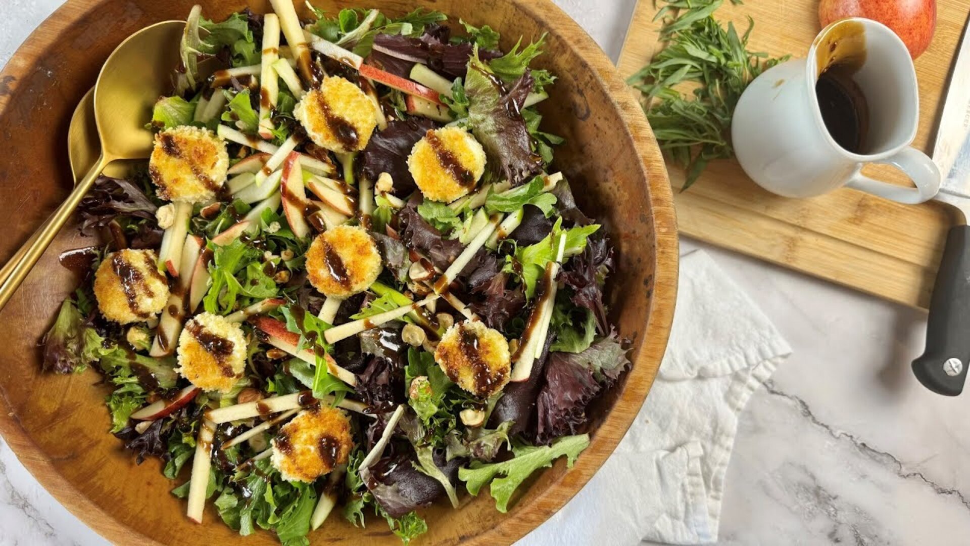 Video thumbnail for Panko-Breaded Goat Cheese And Crisp Apple Salad Recipe