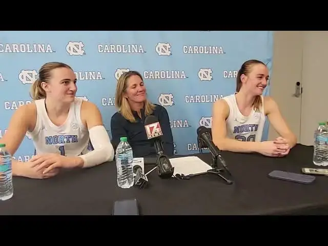 'Video thumbnail for Alyssa Ustby, Coach Courtney Banghart and Lexi Donarski after UNC's opening-game win. #UNC'