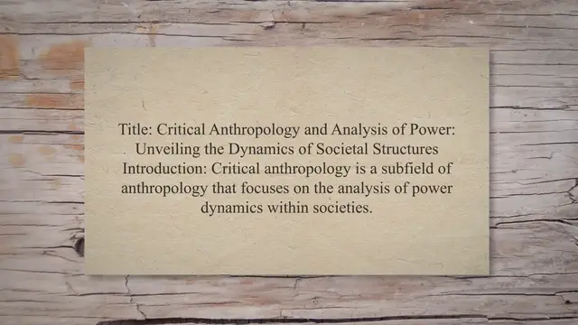 Video thumbnail for Critical anthropology and analysis of power