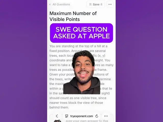 Video thumbnail for This SWE question was asked at Apple!