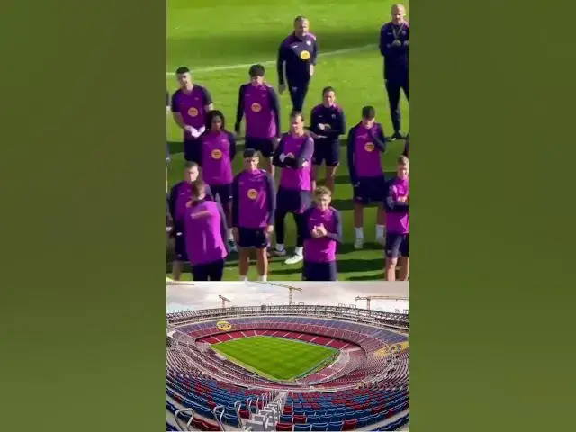 Video thumbnail for 🫣🔵🔴 Los jugadores saltan al Camp Nou para el entrenamiento #fcbarcelona #campnou