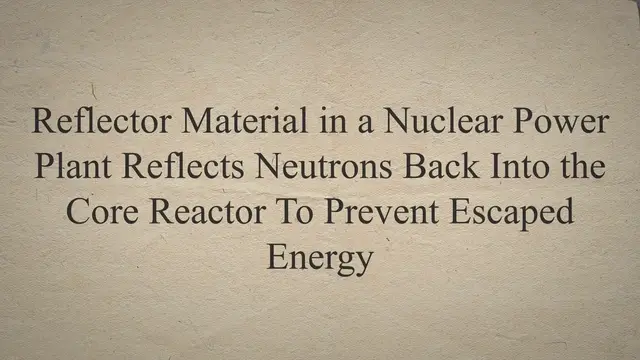 Video thumbnail for Reflector Material in a Nuclear Power Plant Reflects Neutrons Back Into the Core Reactor To Prevent Escaped Energy