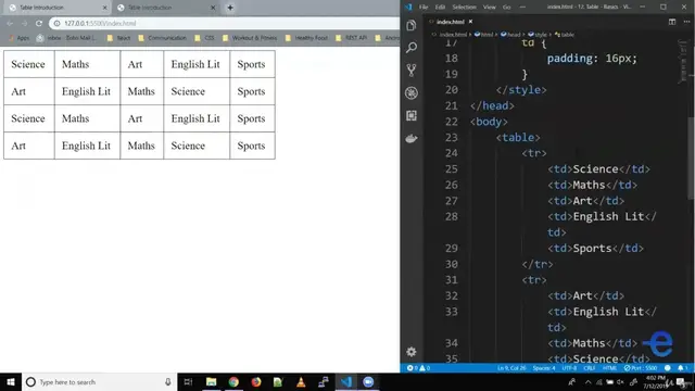 Video thumbnail for HTML   Introduction to Tables