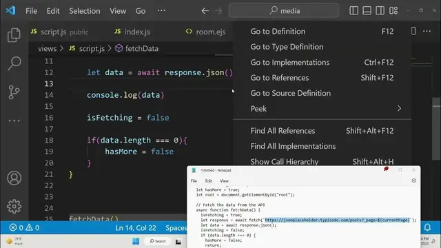 Video thumbnail for Javascript Infinite Scroll Data Fetching Tutorial to Make HTTP Request to JSONPlaceholder API