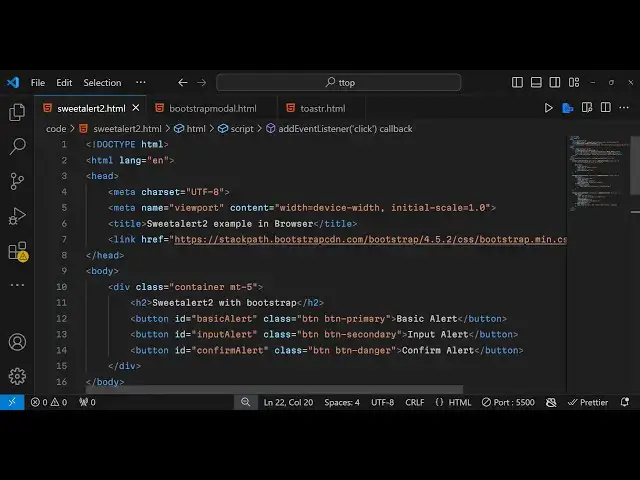 Video thumbnail for Master SweetAlert2 :The Complete Guide to Beautiful Alerts & Dialog Popups with HTML & JavaScript