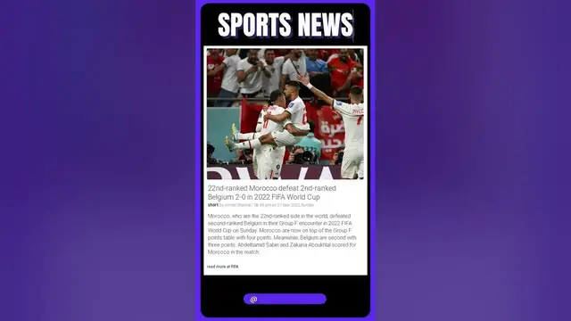 Video thumbnail for 22nd-ranked Morocco stun 2nd-ranked Belgium with 2-0 win in FIFA World Cup Qualifier | #shorts