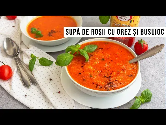 Video thumbnail for 🍅 SUPĂ DE ROȘII cu orez si busuioc 🌿 Rețeta delicioasă în orice anotimp.