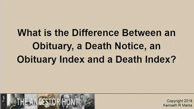 Video thumbnail for What is the Difference Between an Obituary, a Death Notice, an Obituary Index and a Death Index?