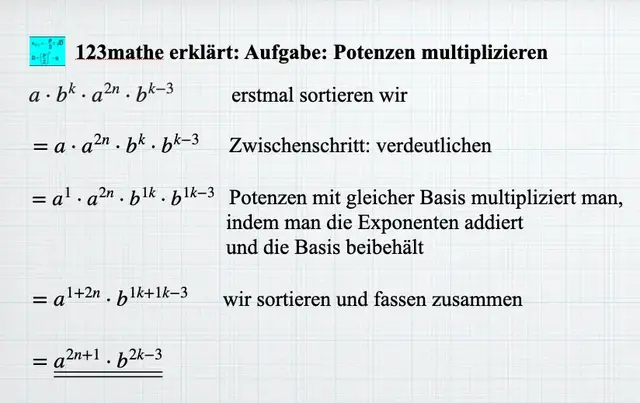 Video thumbnail for Potenzen multiplizieren