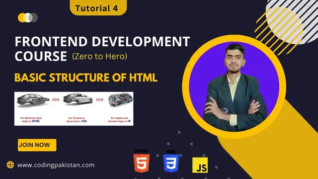 Video thumbnail for Basic Structure of HTML Tutorial 4 - Fronted Development Course Urdu/Hindi