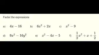 Video thumbnail for Factor Algebraic Expressions - Grade 9