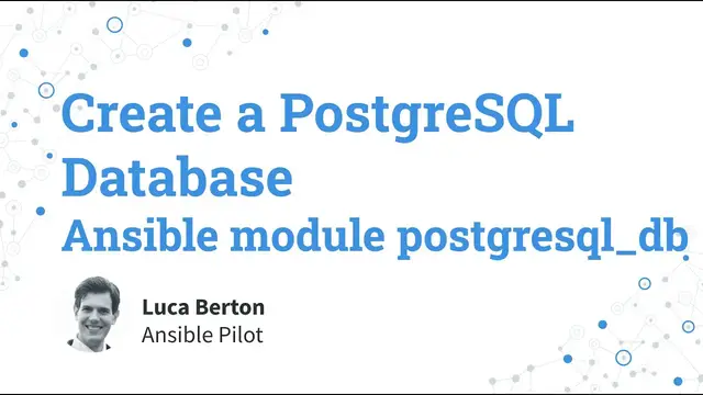 Video thumbnail for Create a PostgreSQL Database - Ansible module postgresql_db
