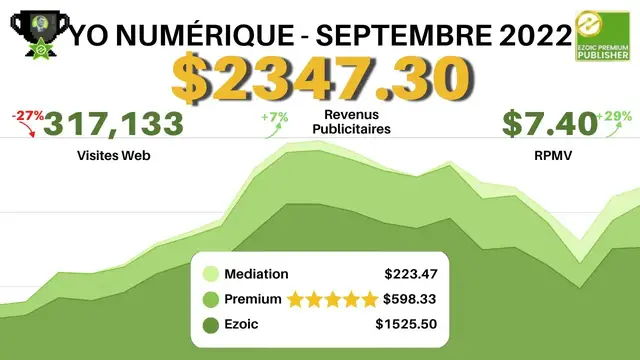 Video thumbnail for Plus de 2300$ de revenus publicitaires passifs sur nos sites Web en Septembre avec EzoicAds !