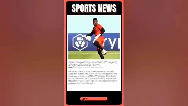 Video thumbnail for Cameroon goalkeeper suspended after reports of 'fight' with coach in FIFA WC