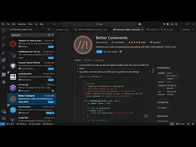 Video thumbnail for Make Your Code Talk : Add Colorful & Styled Comments to Annotate & Highlight in VS Code