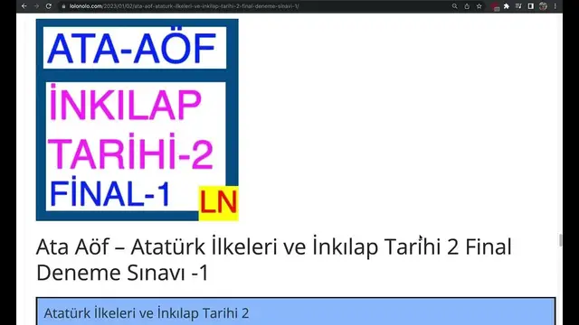 Video thumbnail for Ata Aöf - Atatürk İlkeleri ve İnkılap Tarihi 2 Final Denem Sınavı 1