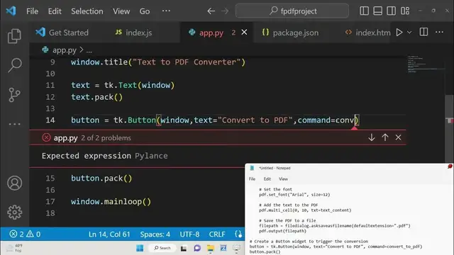 Video thumbnail for Python 3 Tkinter FPDF Project to Export Raw Text to PDF Document Using HTML5 Form GUI Desktop App