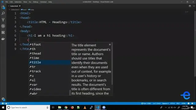 Video thumbnail for HTML   Adding Heading in a Web page