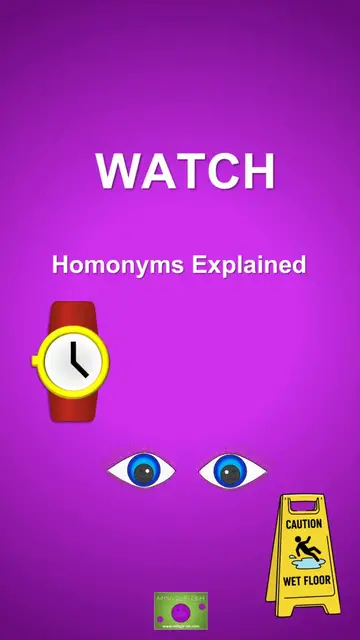 'Video thumbnail for Watch and Its Meanings: Homonyms Explained'