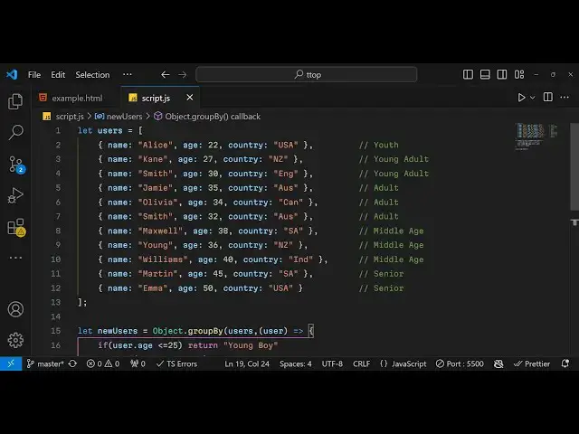 Video thumbnail for JavaScript Object.groupBy() Function Explained with Real Examples to Split Data into Categories