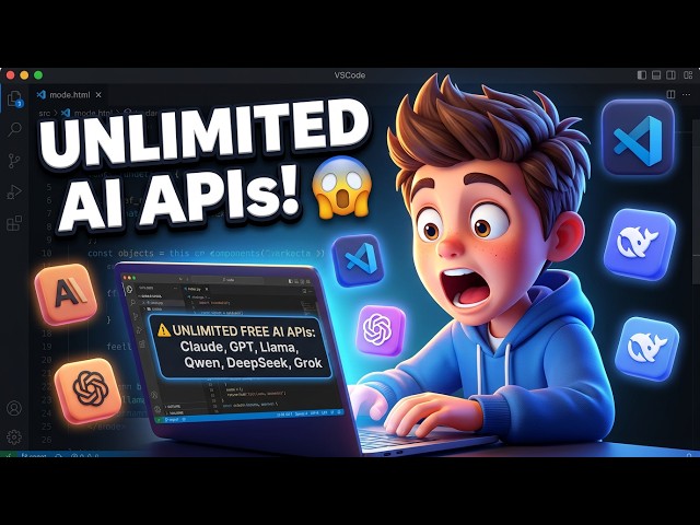 Video thumbnail for AI.cc FREE API Keys Unlimited FREE AI APIs for Claude, GPT, Llama, Qwen, DeepSeek,Grok in VSCode