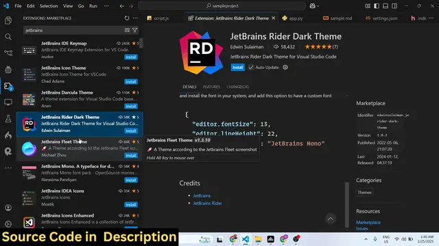 Video thumbnail for VS Code Tutorial to Integrate Jetbrains IDE Themes & Icons Demo Video For Beginners