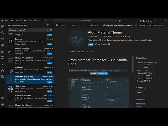 Video thumbnail for VSCode Plugin to Integrate Atom IDE Material Light and Dark Themes With Icons Tutorial
