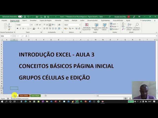 Video thumbnail for Introdução ao Excel Parte 3 - Página Inicial Guias Células e Edição