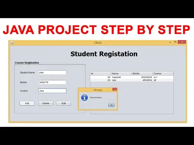 Video thumbnail for Java Simple Project step by step using mysql database