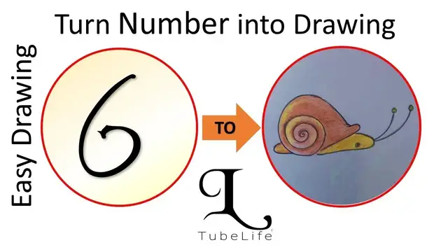 Video thumbnail for step by step | Turn Number into drawing | Easy Drawing | Art for Kids no- 6 | TubeLife