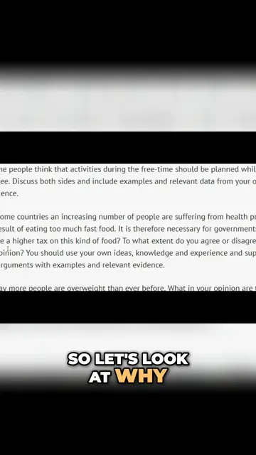 Video thumbnail for IELTS WRITING TASK: Should Governments Tax Fast Food to Combat Health Issues?