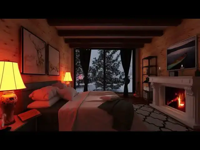 'Video thumbnail for On a snowstorm night, a hut in the mountains, a bonfire, and the howling wind and snow create'