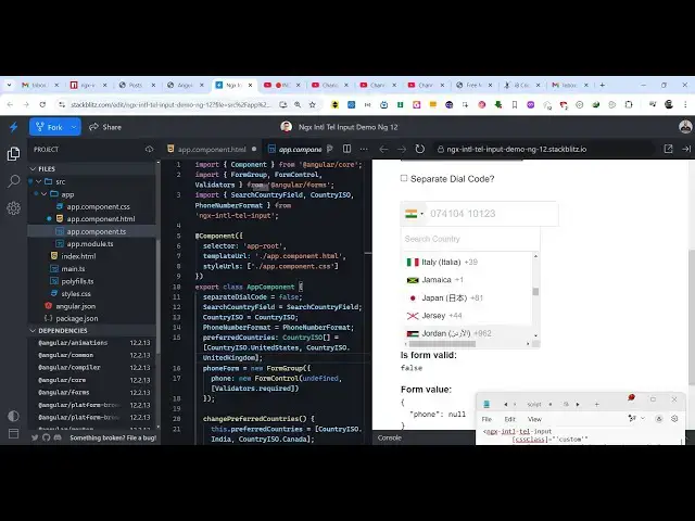 Video thumbnail for Angular ngx-intl-tel-input Example to Build International Phone Number Form Input With Flag in TS