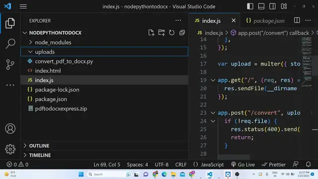 Video thumbnail for Node.js Express Project to Export PDF to Word DOCX Using pdf2docx Library in Browser Using Python