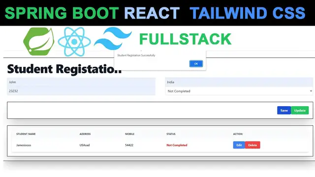 Video thumbnail for Spring boot React Tailwind CSS FullStack
