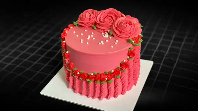 Video thumbnail for Red flower cake decoration for birthday